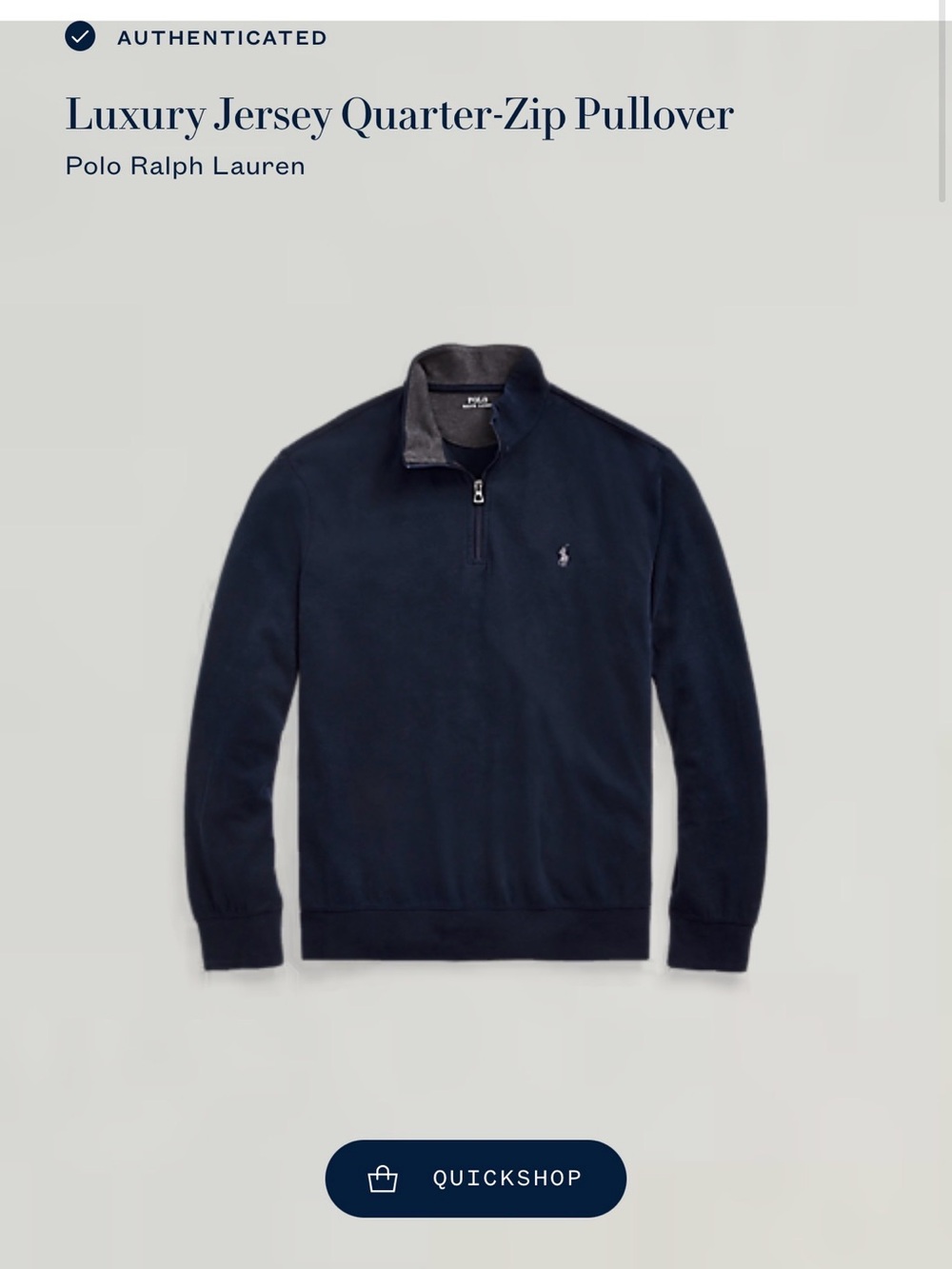 Polo by Ralph Lauren Men's Luxury Navy Quarter-Zip Pullover size Large
